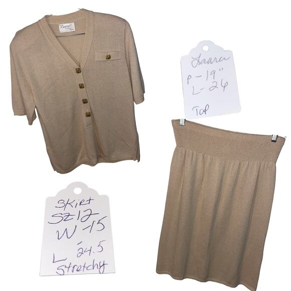 Vintage Laura two piece sweater skirt set sz 12 p EUC - Picture 2 of 6